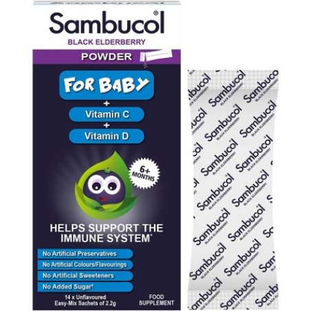 Sambucol Baby Powder Immune Support Supplement with Vitamin C and Vitamin D 14 Sachets