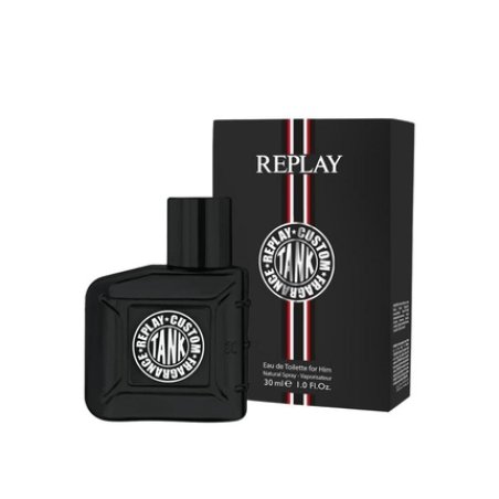 Replay Tank Custom For Man Eau de Toilette Intense and Enveloping Men's Fragrance with Cool Woody Notes Aromatic 30ml