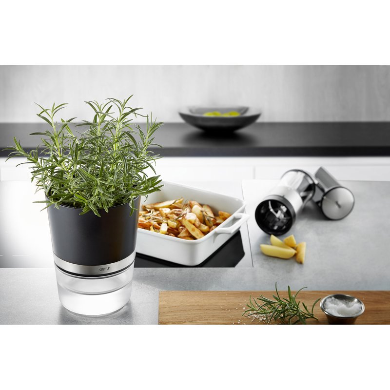 GEFU BOTANICO Pot pour plante Autonome Plastique, Acier inoxydable Noir