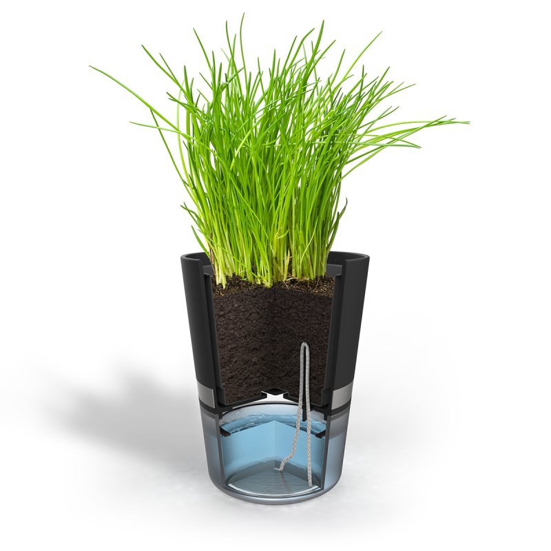 GEFU BOTANICO Pot pour plante Autonome Plastique, Acier inoxydable Noir