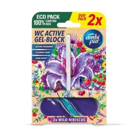 Ambi Pur WC Active Gel Block Wild Hibiscus Toilet Fragrance 2x45g