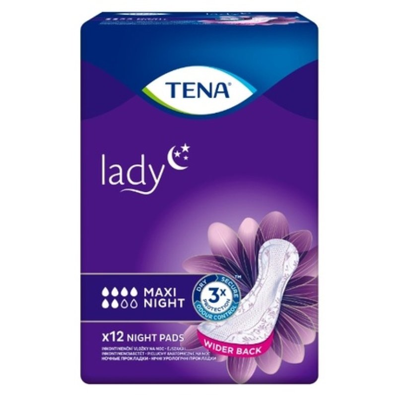 Tena Lady Maxi Night Anatomical Insoles - 12 Pieces