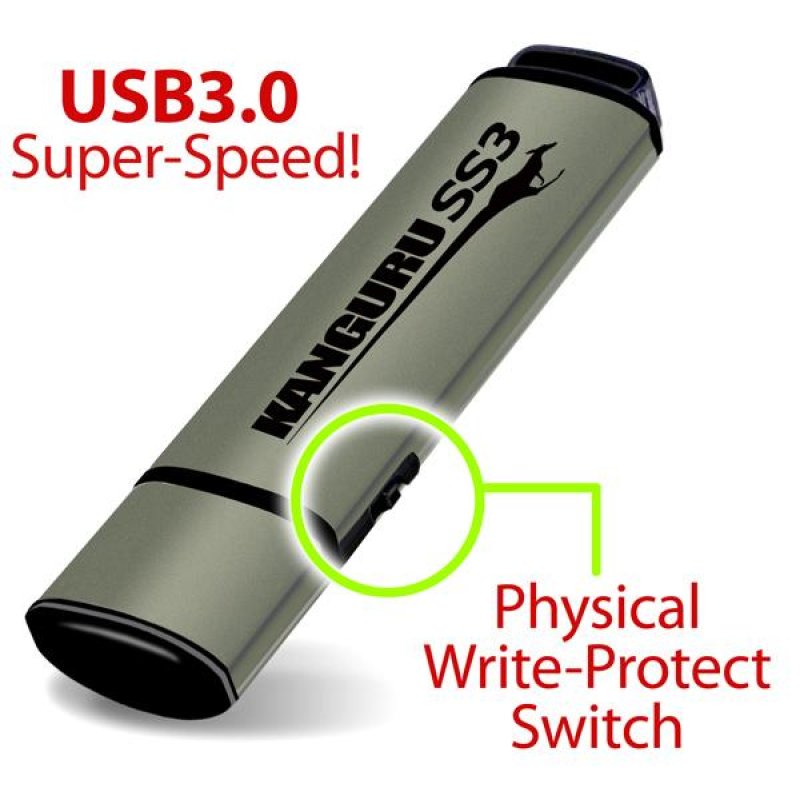 iStorage Kanguru SS3™ SuperSpeed USB3.0 32GB |Secure Flash Drive| Physical Write Protect Switch | Windows “Ready
