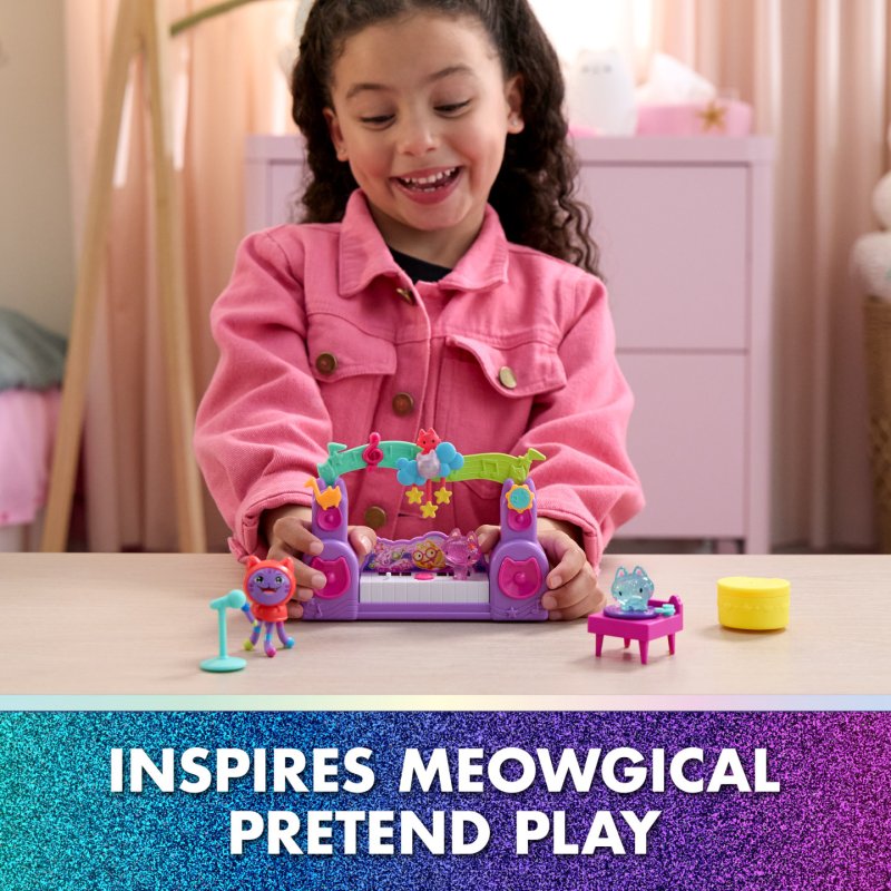 Gabby's Dollhouse : The Movie, Coffret Fête épatante avec DJ Miaou, 2 figurines Chat-gommes et accessoires, jouets