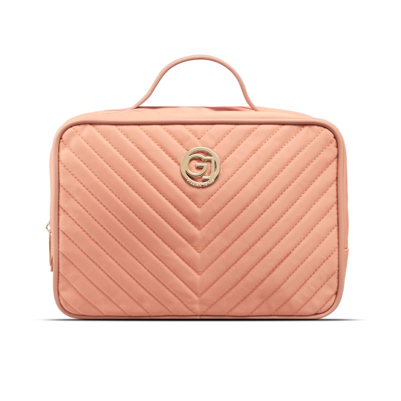 Gillian Jones - 2-Room Traincase - Coral - Quilted nylon