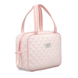 Karen - Large toiletry bag with handle - Pink checkered quilt