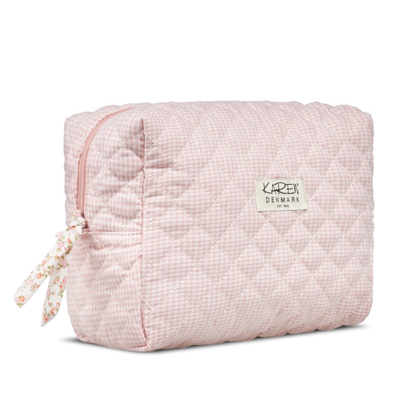Karen - Large toiletry bag - Pink-checkered quilt