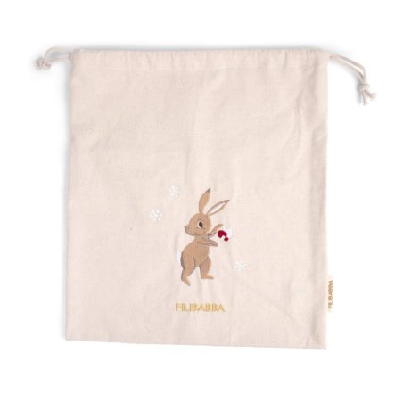 Filibabba Embroidered gift bag GOTS - Wonderful Winter Mountain - Hare