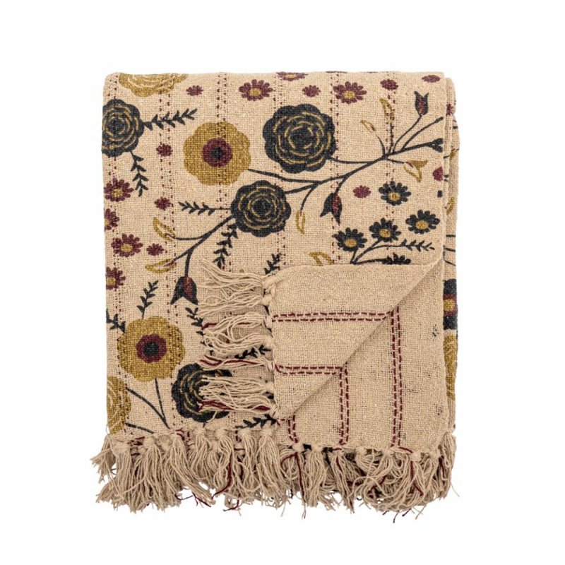 Bloomingville Eydis throw blanket 130 x 160 cm Cotton, Viscose, Wool Natural