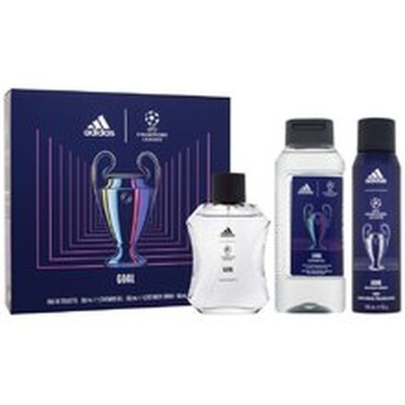 Adidas Uefa Champions League Goal Gift Set - Eau De Toilette 100 Ml, Shower Gel 250 Ml, And Deodorant Spray 150 Ml