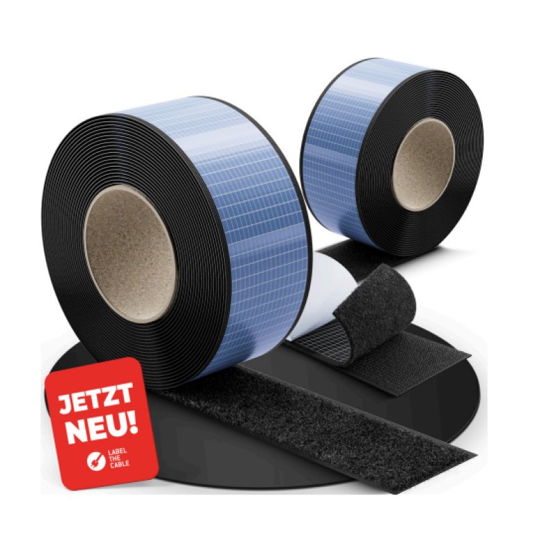 LABEL THE CABLE TOUGH TAPE STRAP Klettband-Rolle - schwarz, 5m, 50mm