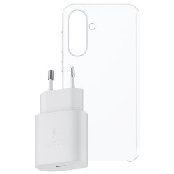 Samsung Starterkit für Galaxy A56 (Clear Case Netzteil) Schutzhülle, transparent, 25W Netzteil