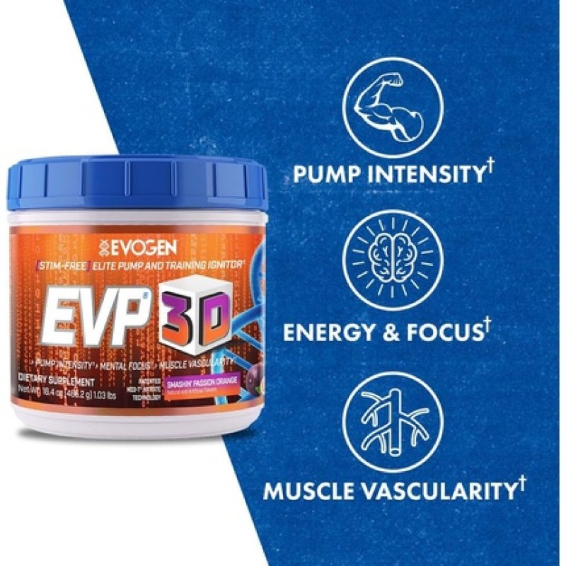 Evogen Evp-3D Extreme Pre-Workout Powder with Arginine Nitrate, Citrulline, and Beta