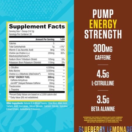 Ryse Loaded Pre Workout Powder Country Time Blueberry Lemonade