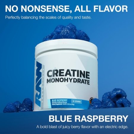 Raw Nutrition Creatine Monohydrate Powder Blue Raspberry