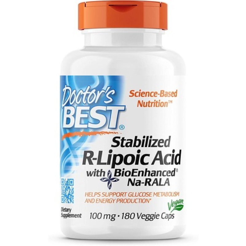 Doctor's Best Stabilized R-Lipoic Acid with BioEnhanced Na-RALA 100mg - 180 Count
