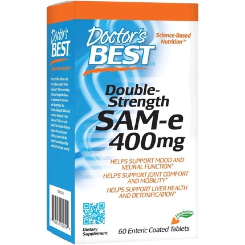 Doctor's Best SAM-e 400mg Vegan Gluten Free Soy Free Mood and Joint Support 60 Enteric Coated Tablets
