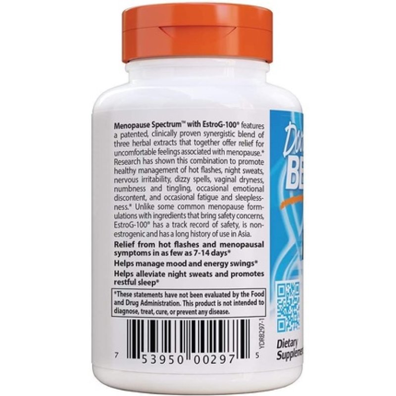 Doctor's Best Menopause Spectrum with EstroG-100 Non-GMO Vegan Gluten Free Soy Free 30 Veggie Caps