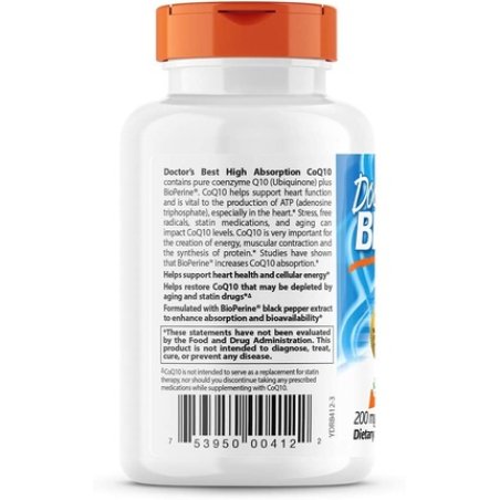 Doctor's Best High Absorption CoQ10 with BioPerine Vegetarian Gluten Free 200mg 60 Veggie Softgels