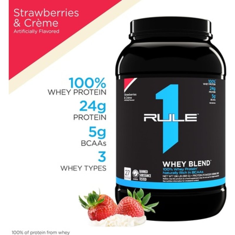 Rule One Proteins Whey Blend Strawberries & Cream 24g Fast-Acting