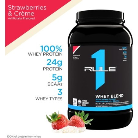 Rule One Proteins Whey Blend Strawberries & Cream 24g Fast-Acting
