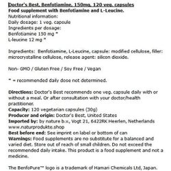 Doctor's Best Benfotiamine 150mg Vegan Capsules 120 Count Soy-Free Gluten-Free
