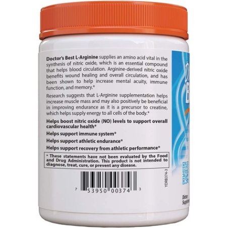 Doctor's Best L-Arginine HCL Powder Non-GMO Vegan Gluten Free Soy Free 300g
