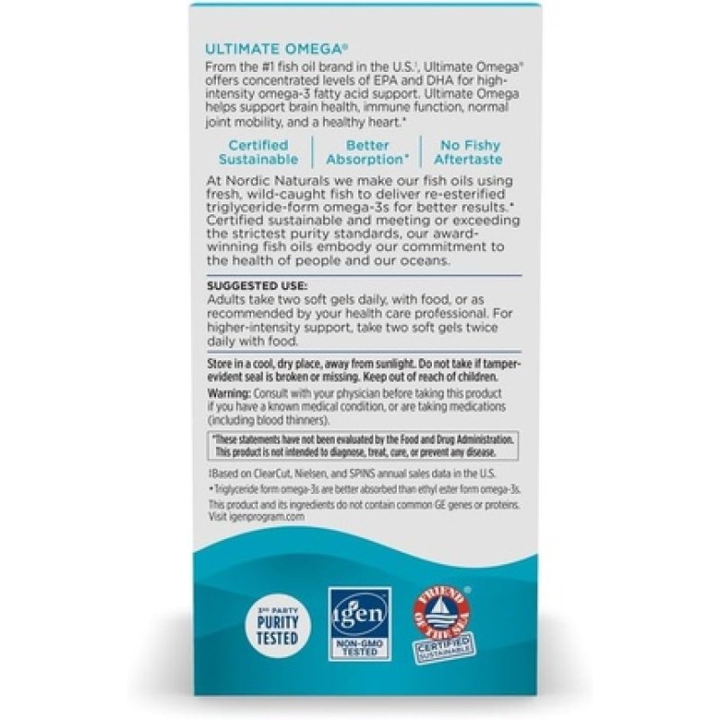 Nordic Naturals Ultimate Omega Lemon Flavor 120 Soft Gels 1280mg Omega-3