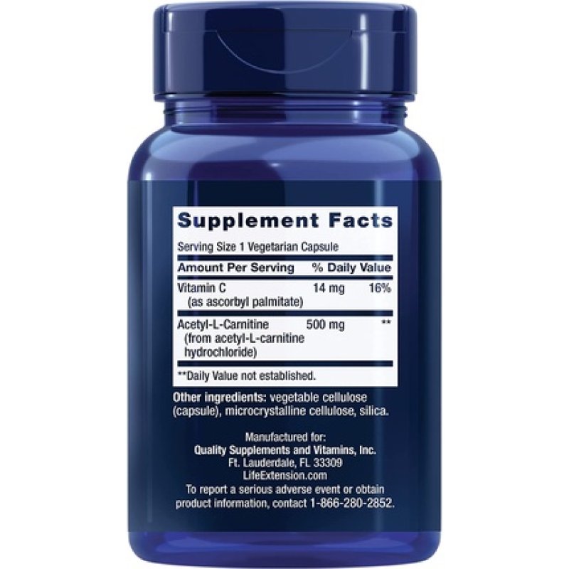 Life Extension Acetyl-L-Carnitine 500mg 100 Vegetarian Capsules