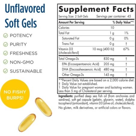 Nordic Naturals Pro Prenatal DHA Unflavored 830mg Omega-3 400 IU Vitamin