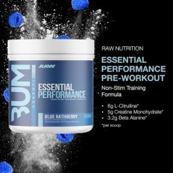 Raw Essential Performance Non-Stim Pre-Workout Powder for Endurance