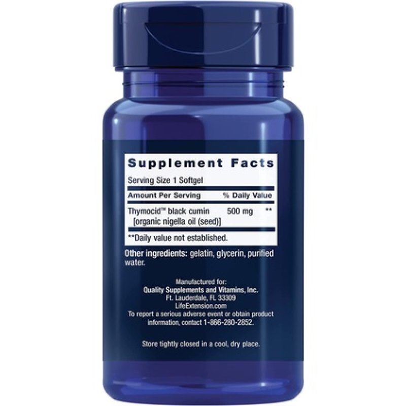 Life Extension Black Cumin Seed Oil 500mg Immune Support & Inflammation Management Supplement 60 Softgels