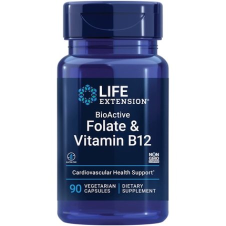 Life Extension BioActive Folate & Vitamin B12 Vegetarian Capsules 90 Count