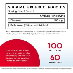 Jarrow Formulas Theanine Promotes Relaxation 100mg 60 Capsules
