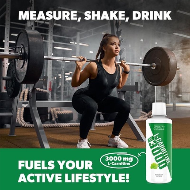 San Nutrition L-Carnitine 3000 Green Apple Liquid Supplement Supports Fat Loss
