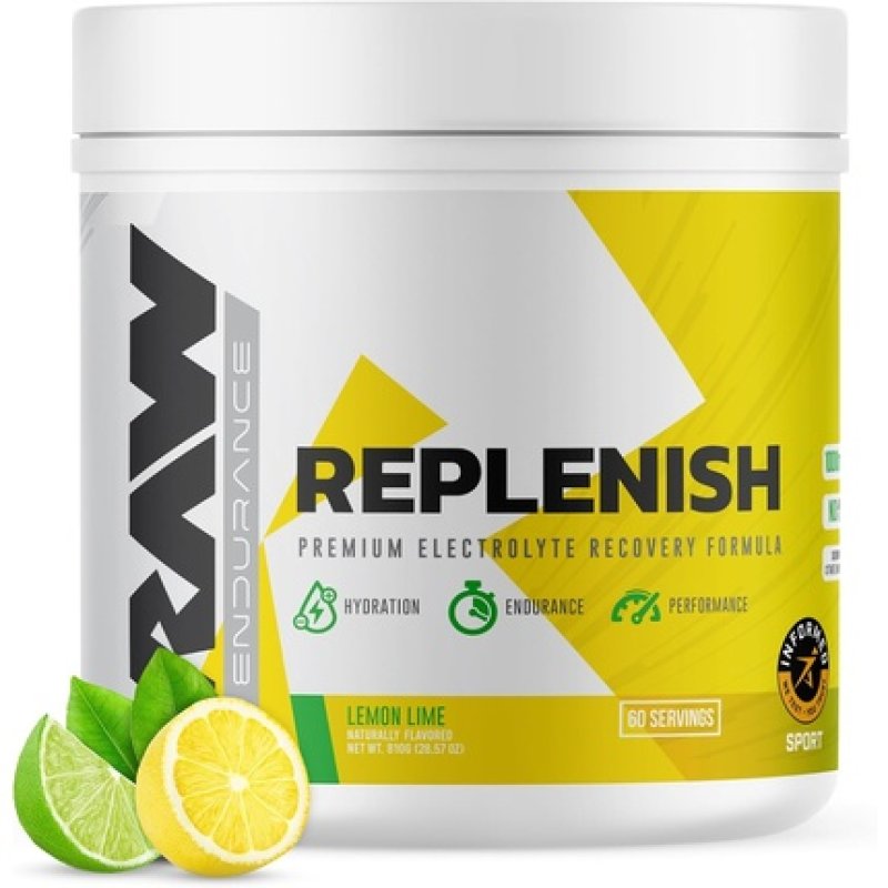 Raw Replenish Premium Electrolytes Powder Recovery Formula Lemon Lime 60 Servings