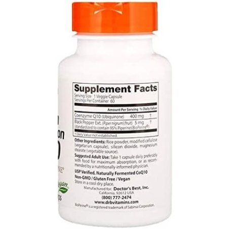 Doctor's Best High Absorption CoQ10 with BioPerine 400mg 60 Veggie Caps