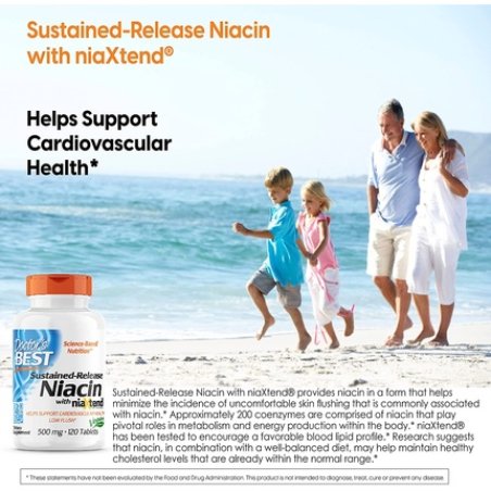 Doctor's Best TimeRelease Niacin with Niaxtend Non-GMO Vegan Gluten-Free 500mg Tablets - 120 Count