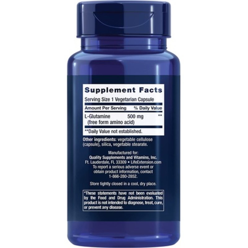 Life Extension L-Glutamine 500mg Amino Acid Supplement 100 Capsules