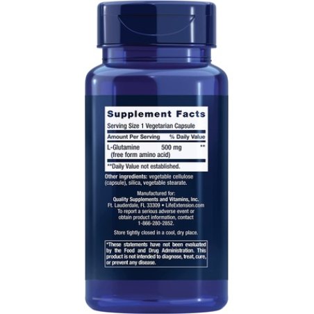 Life Extension L-Glutamine 500mg Amino Acid Supplement 100 Capsules