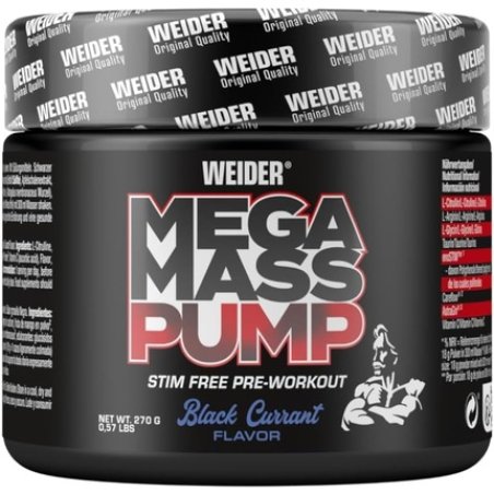 Weider Mega Mass Pump 270g Black Currant Preworkout No Booster
