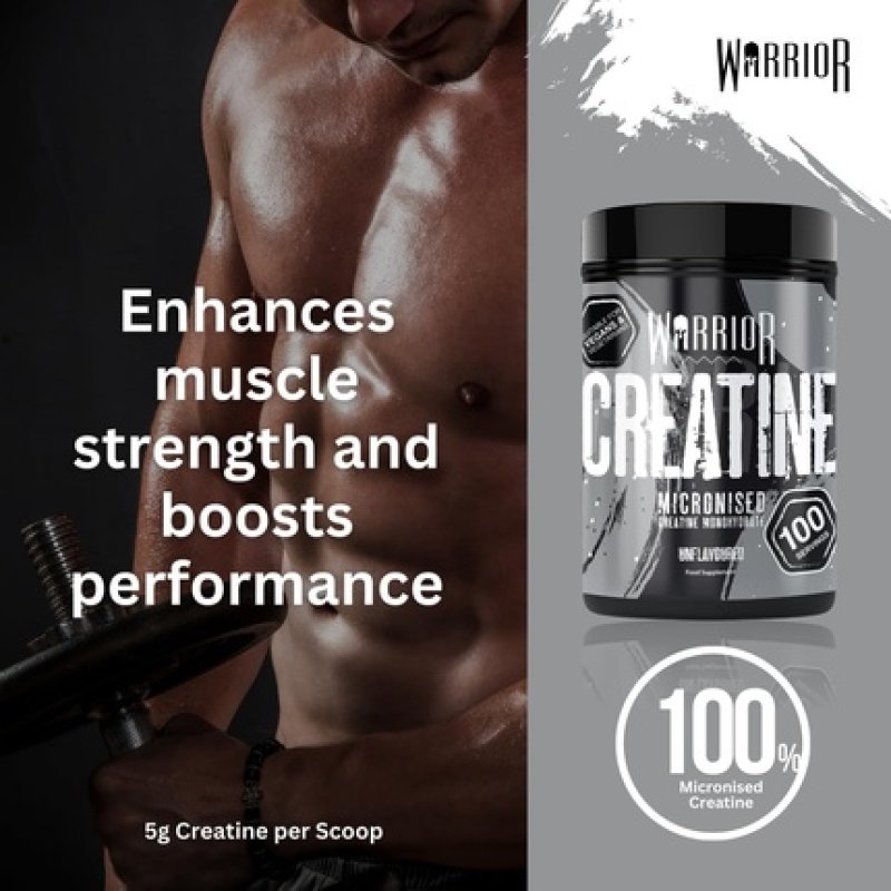 Warrior Creatine Monohydrate Powder Micronised for Easy Mixing and Consumption