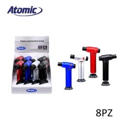 Atomic Turbo Lighter Blue Flame With Stand - Assorted Pack Of 8
