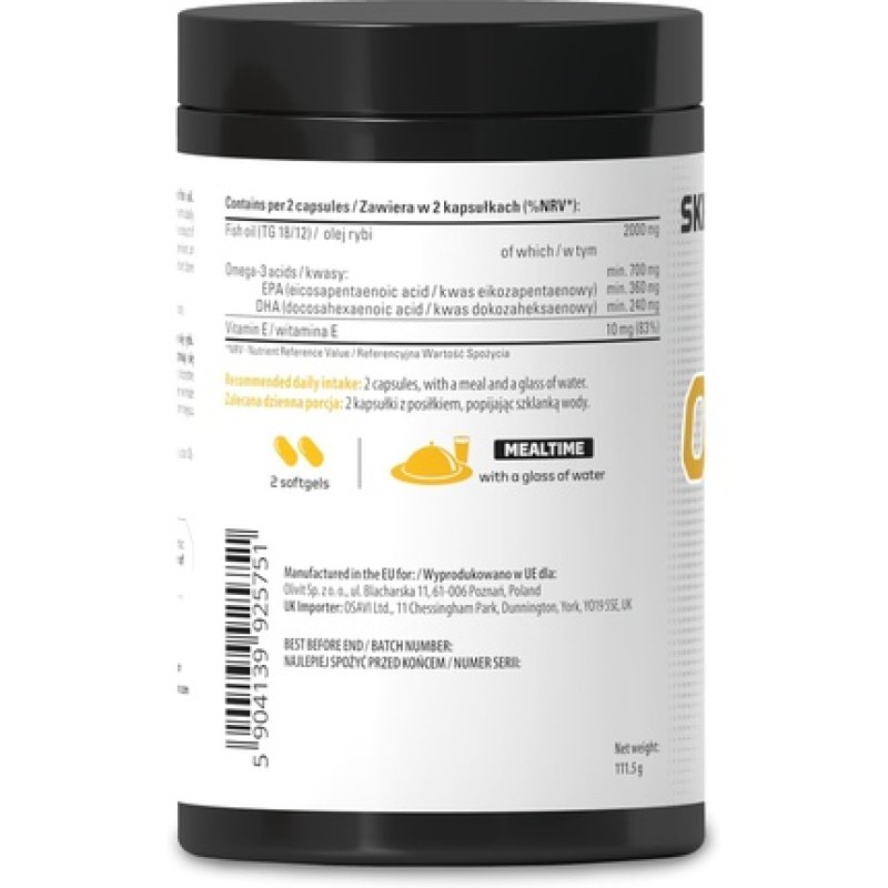 Skill Nutrition Omega 200090 Softgels 2000mg Omega-3 Fish Oil 800mg EPA