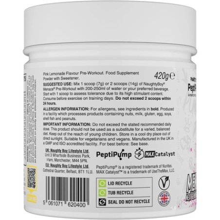 Naughty Boy Menace V2 Preworkout Powder Pink Lemonade