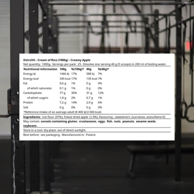 Ostrovit Cream of Rice Flavoured 1000g Creamy Apple Functional Food