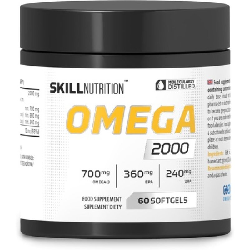 Skill Nutrition Omega 2000mg Softgels 60 Count Fish Oil 800mg EPA