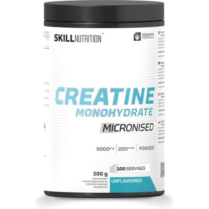 Skill Nutrition Creatine Unflavoured 500g Micronized Creatine Monohydrate