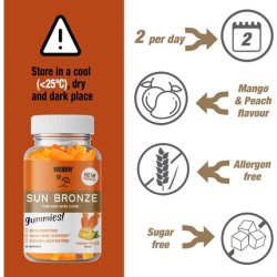 Weider Sun Bronze Gummies 40 Gums Mango Peach Flavor with Beta