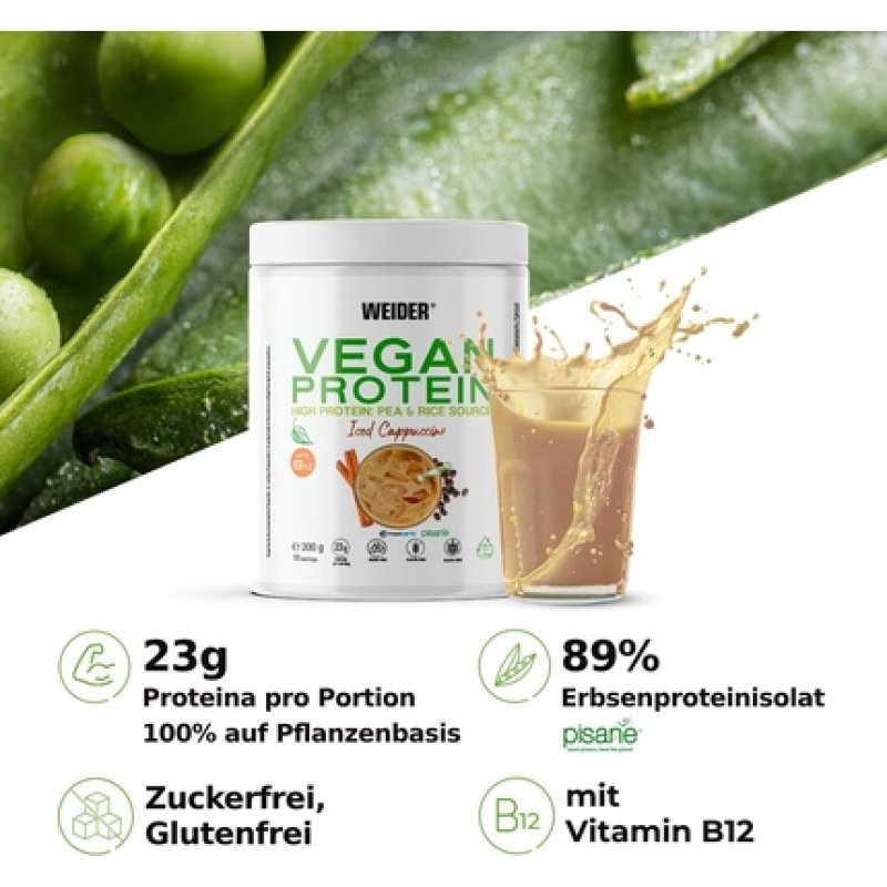 Weider Vegan Protein 300g Cappuccino Flavor 23g Protein Per Serving
